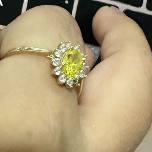 Yellow stone gold 14k gold ring